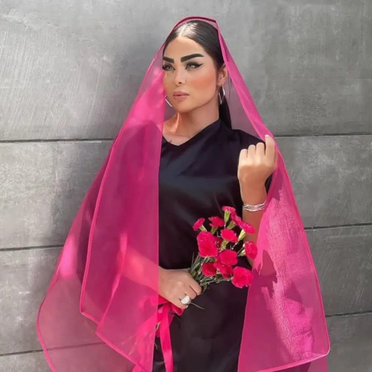 شال تور زنانه دور دوزی سرخابی