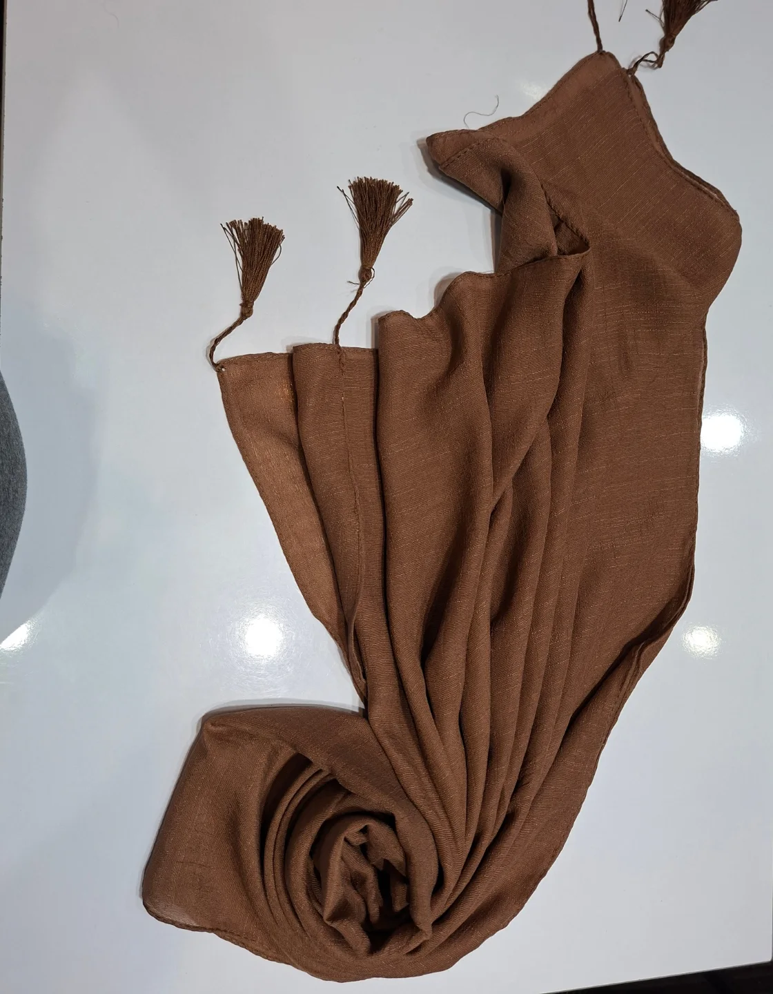 شال زنانه نخ اسلپ قهوه ای