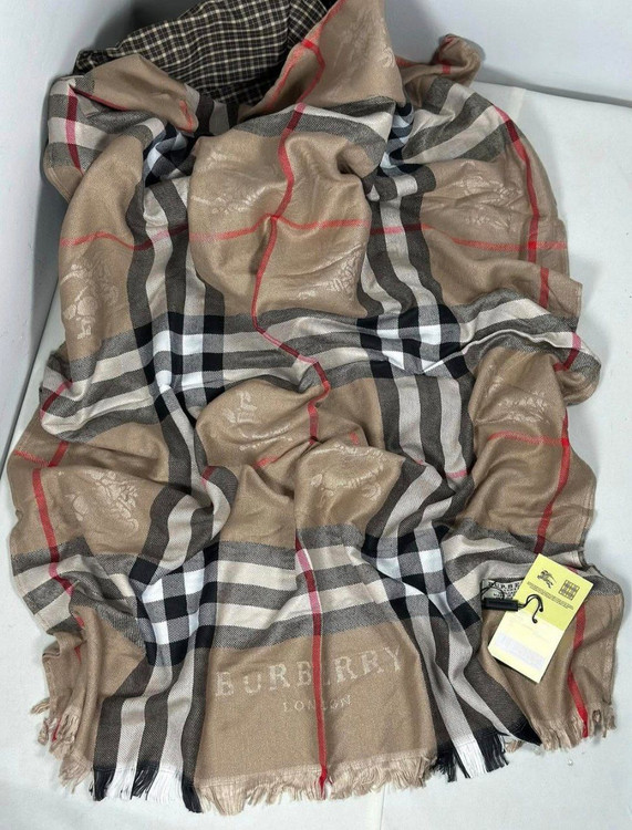 شال زنانه ژاکارد طرح باربری(نسکافه ای)