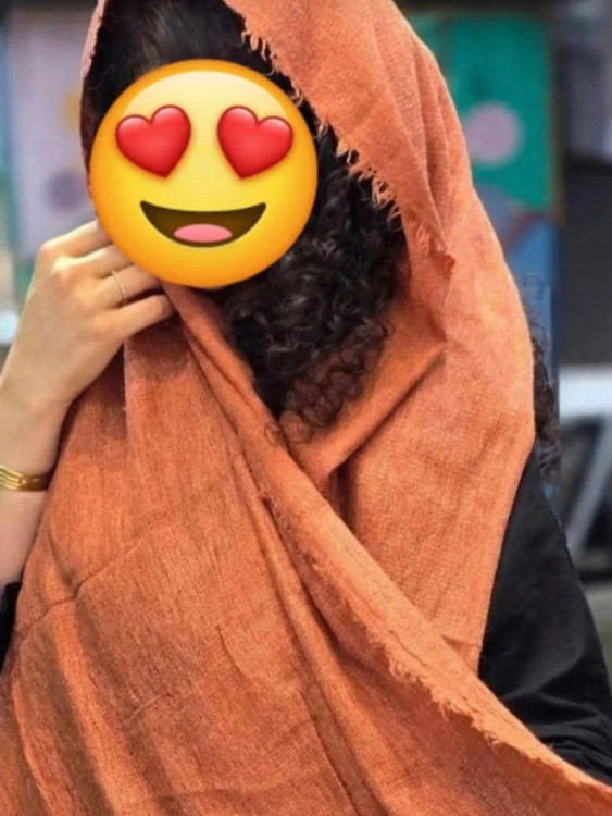 شال کنفی زنانه _دور ریش_رنگ آجری