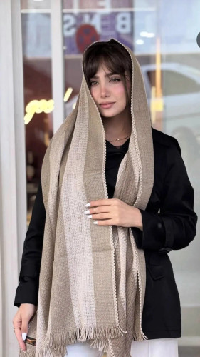 شال بافت ریز شاین_برند راشل_رنگ کرم موکا