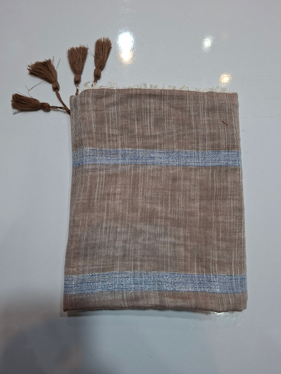 شال مجلسی لینن توسی با راه راه ابی